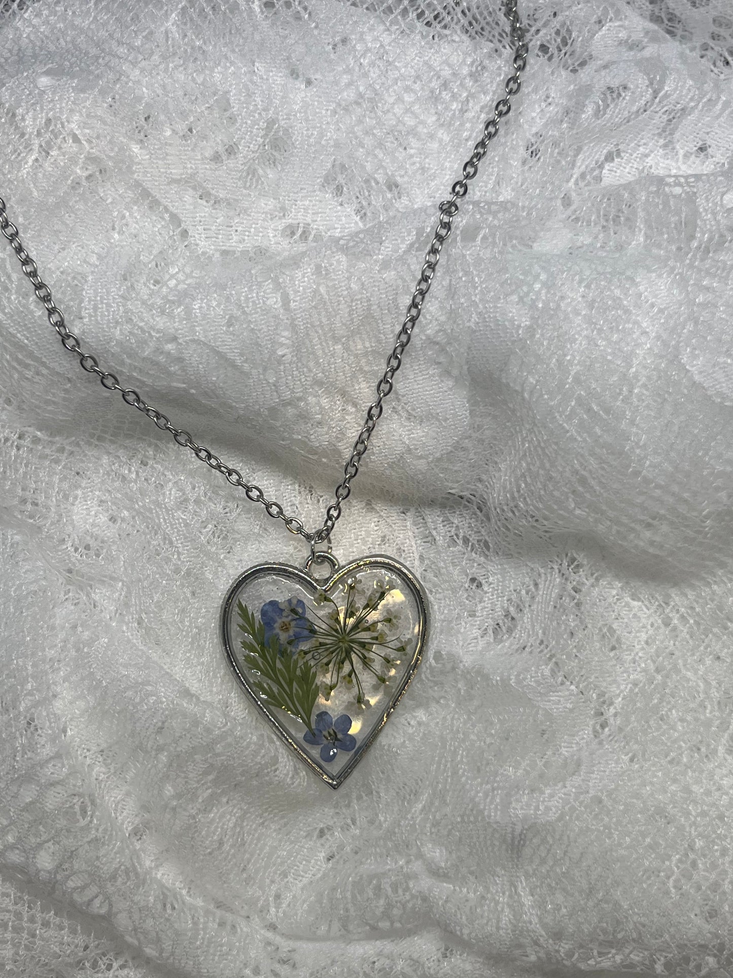 Silver blue and white heart