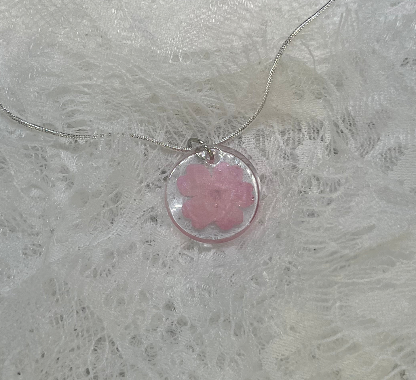Pink flower necklace