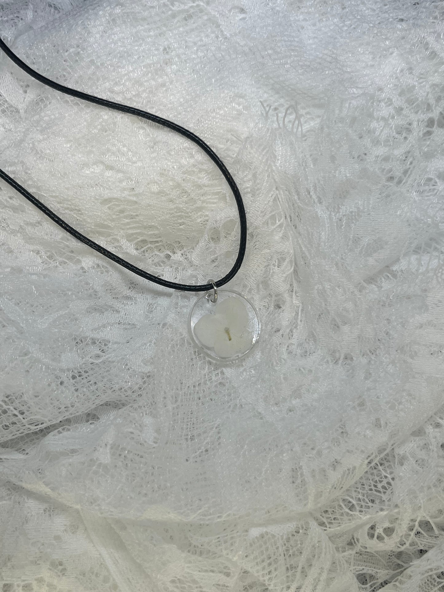 White hydrangea necklace