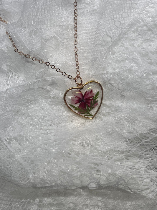 Pink heart necklace
