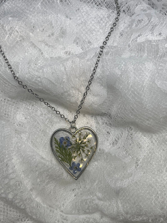 Silver blue and white heart