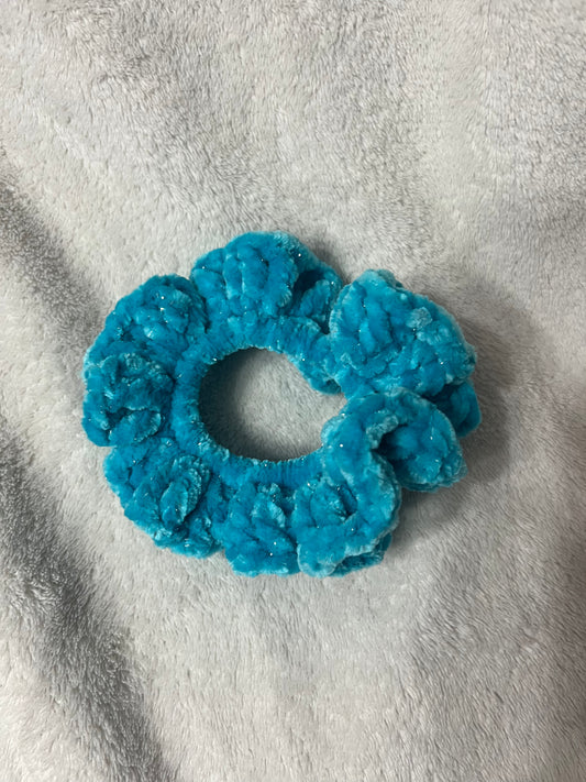 Blue Sparkle Velvet Scrunchie